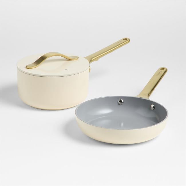 Caraway ® Cream Mini Cookware Duo with Gold Hardware - Image 0
