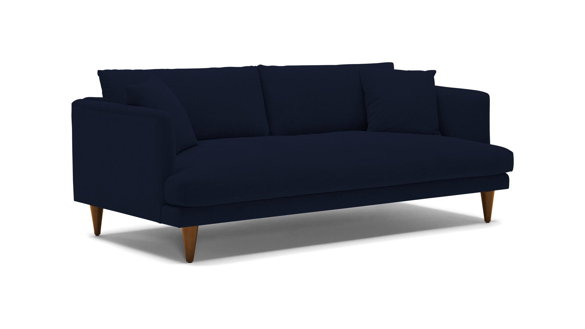 Blue Lewis Mid Century Modern Sofa - Bentley Indigo - Mocha - Cone - Image 1