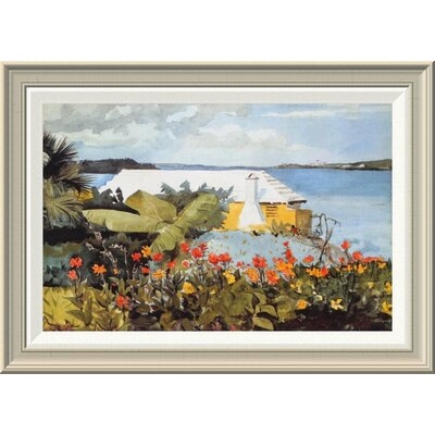 'Flower Garden and Bungalow Bermuda' by Winslow Homer Framed Painting Print - Image 0