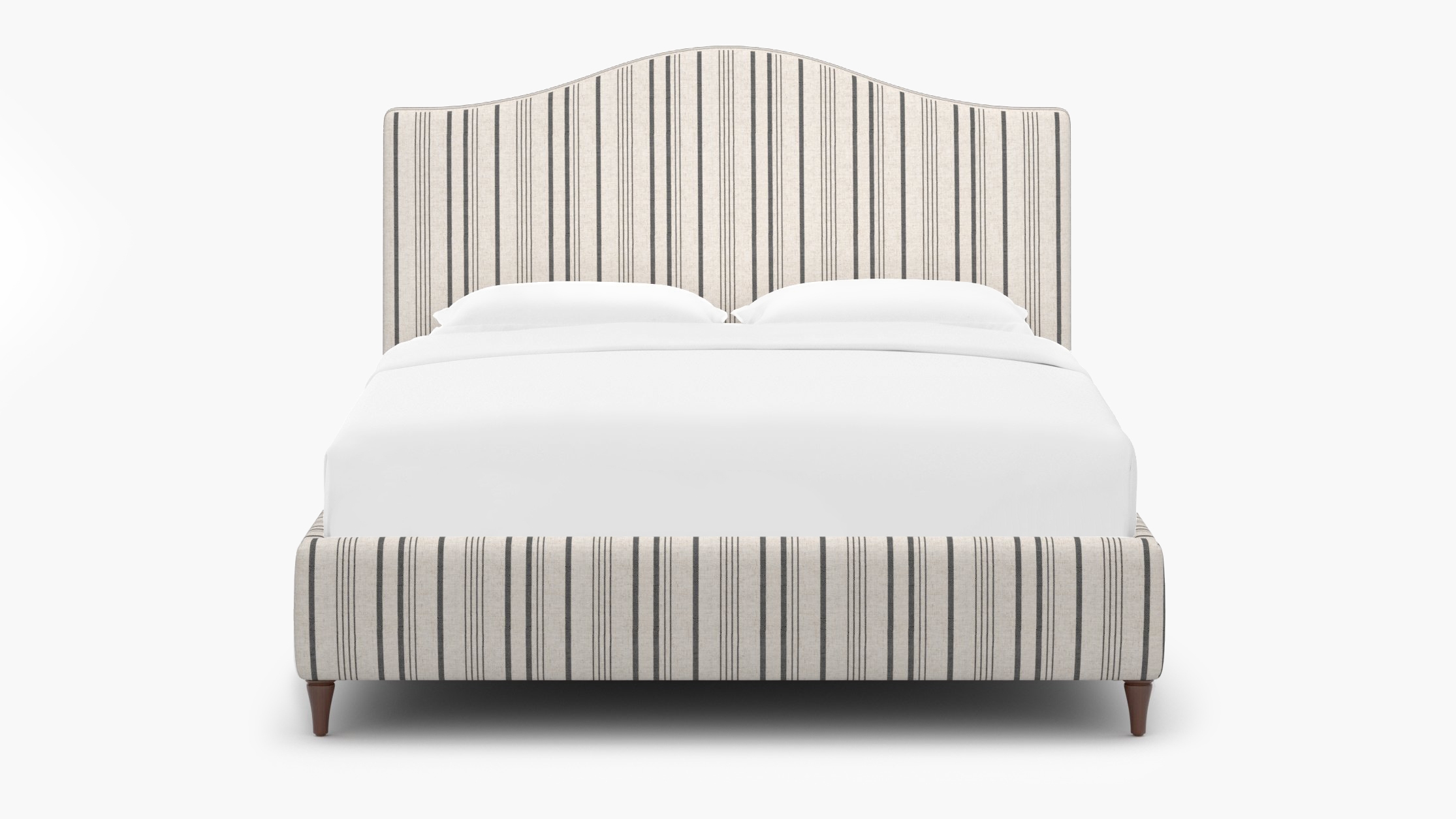 Camelback Bed, Black Market Stripe, Walnut Decorative Tapered Leg, Twin - Image 0