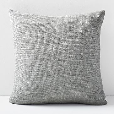 Silk Hand-Loomed Pillow Cover, 20"x20", Platinum - Image 0