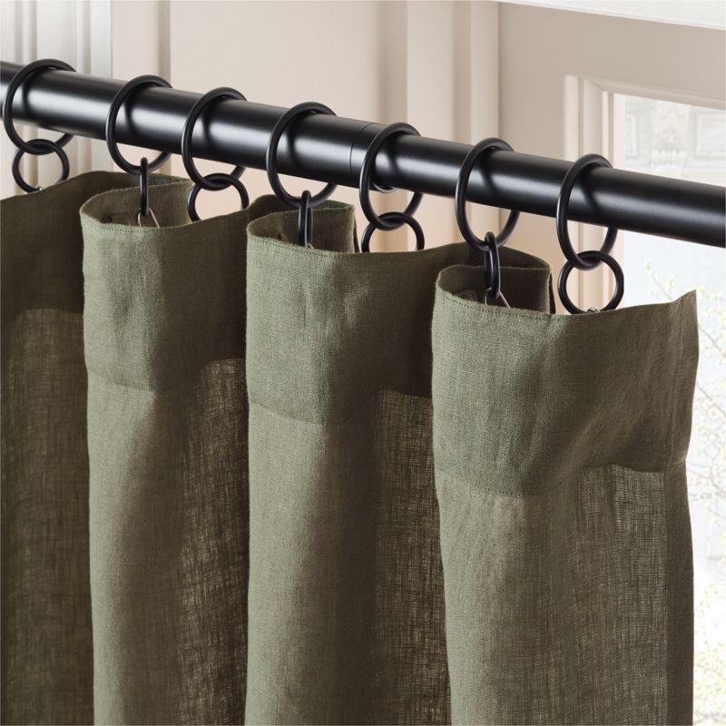 EUROPEAN FLAX™-Certified Linen Olive Green Window Curtain Panel 48"x84" - Image 2