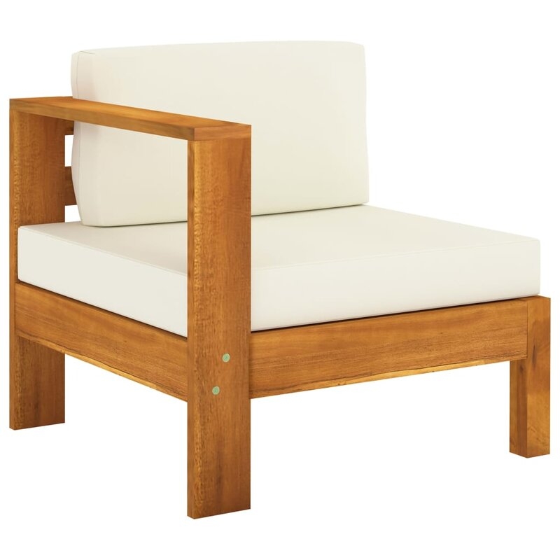 Outdoor Patio Sofa, Acacia Wood, Cream White - Image 1