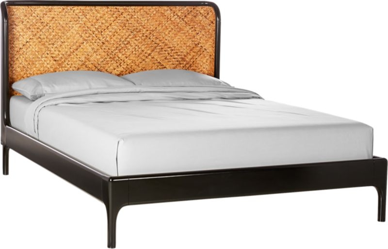 Miri Black and Rattan Queen Bed - Image 3