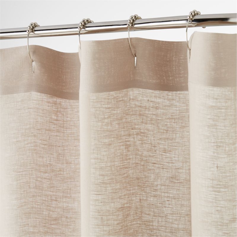 EUROPEAN FLAX ™-Certified Linen Warm Oat Grey Shower Curtain - Image 1