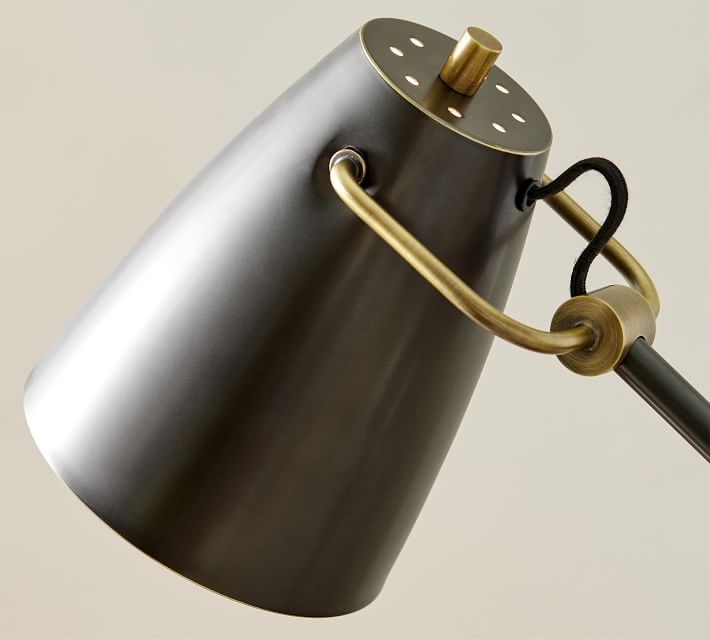 Reese Articulating Metal Task Floor Lamp, Bronze & Tumbled Brass - Image 3