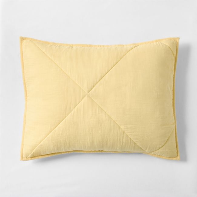 Supersoft Straw Yellow Organic Cotton Gauze Kids Quilted Sham - Image 0