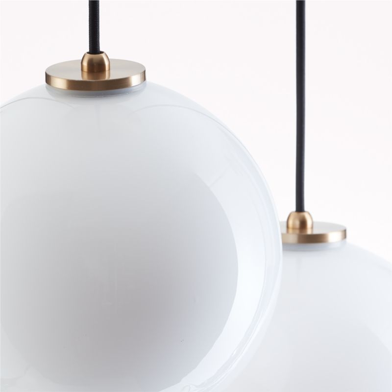 Arren Brass 3-Light Round Pendant with Round Milk Glass Shades - Image 2