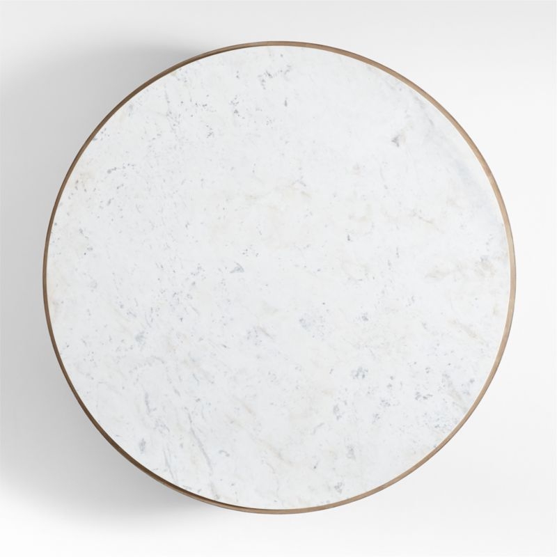 Troupe Marble and Natural Pine Wood 56" Round Coffee Table - Image 9