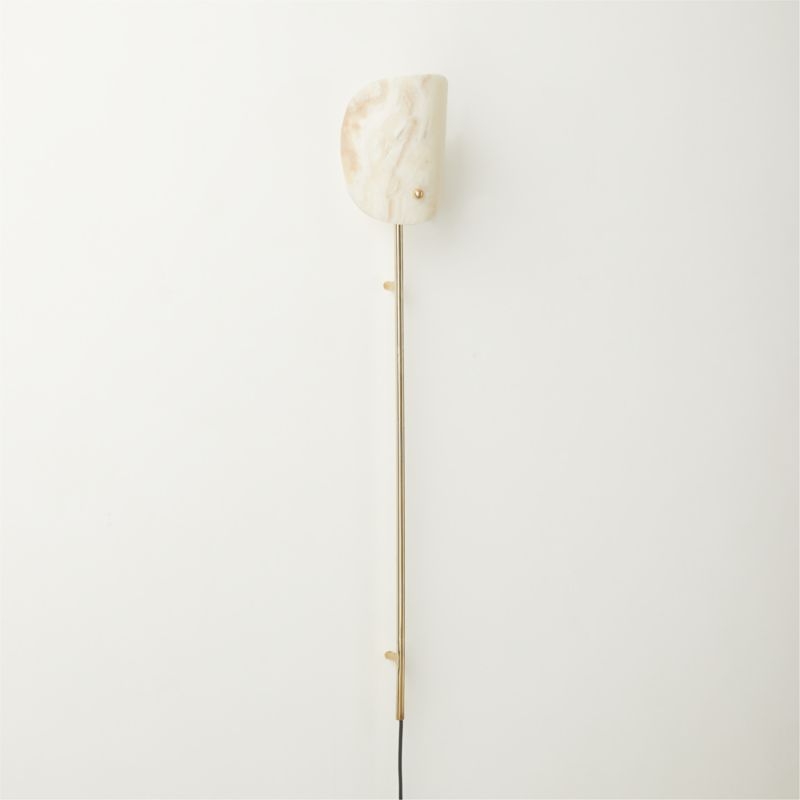 Fold Onyx and Brass Plug-In Wall Sconce Tall - Image 1