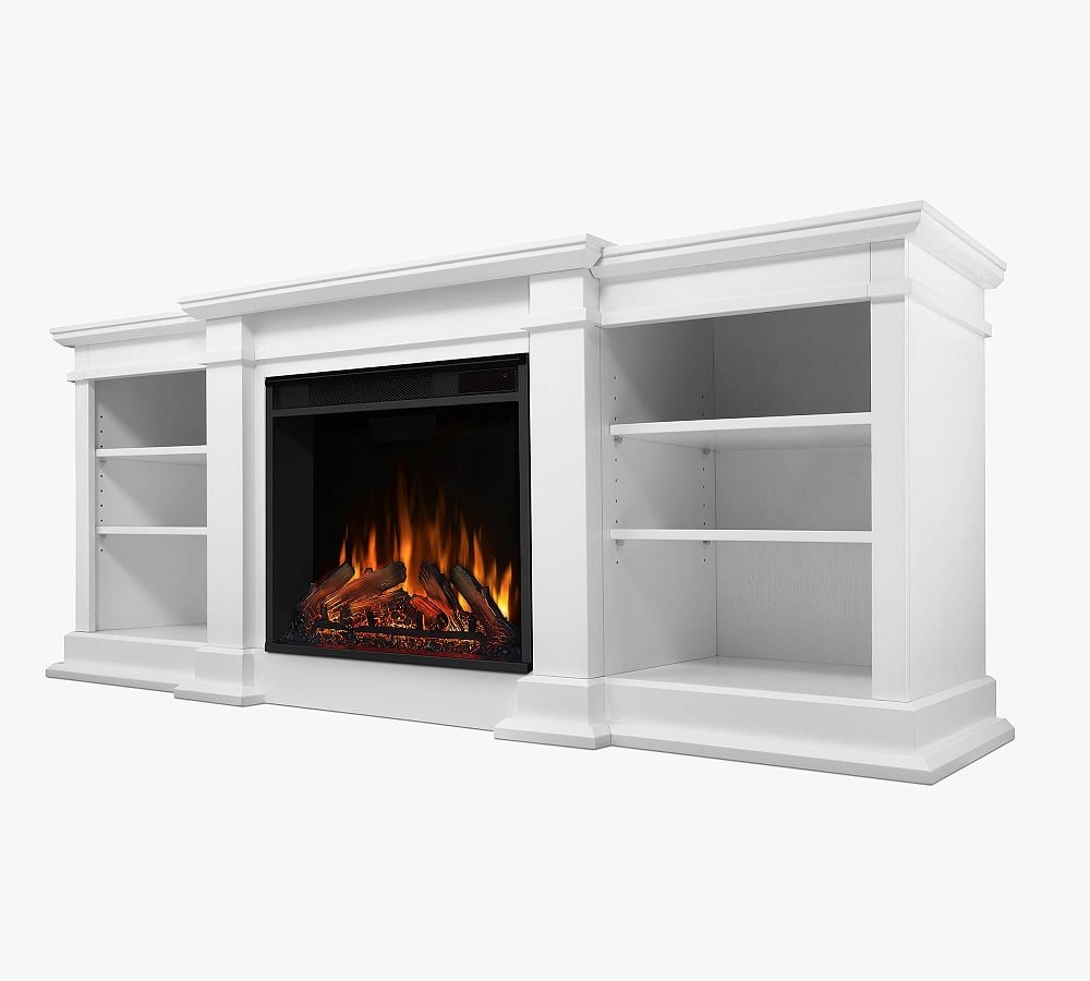 Reedley Electric Fireplace Media Cabinet, White - Image 0