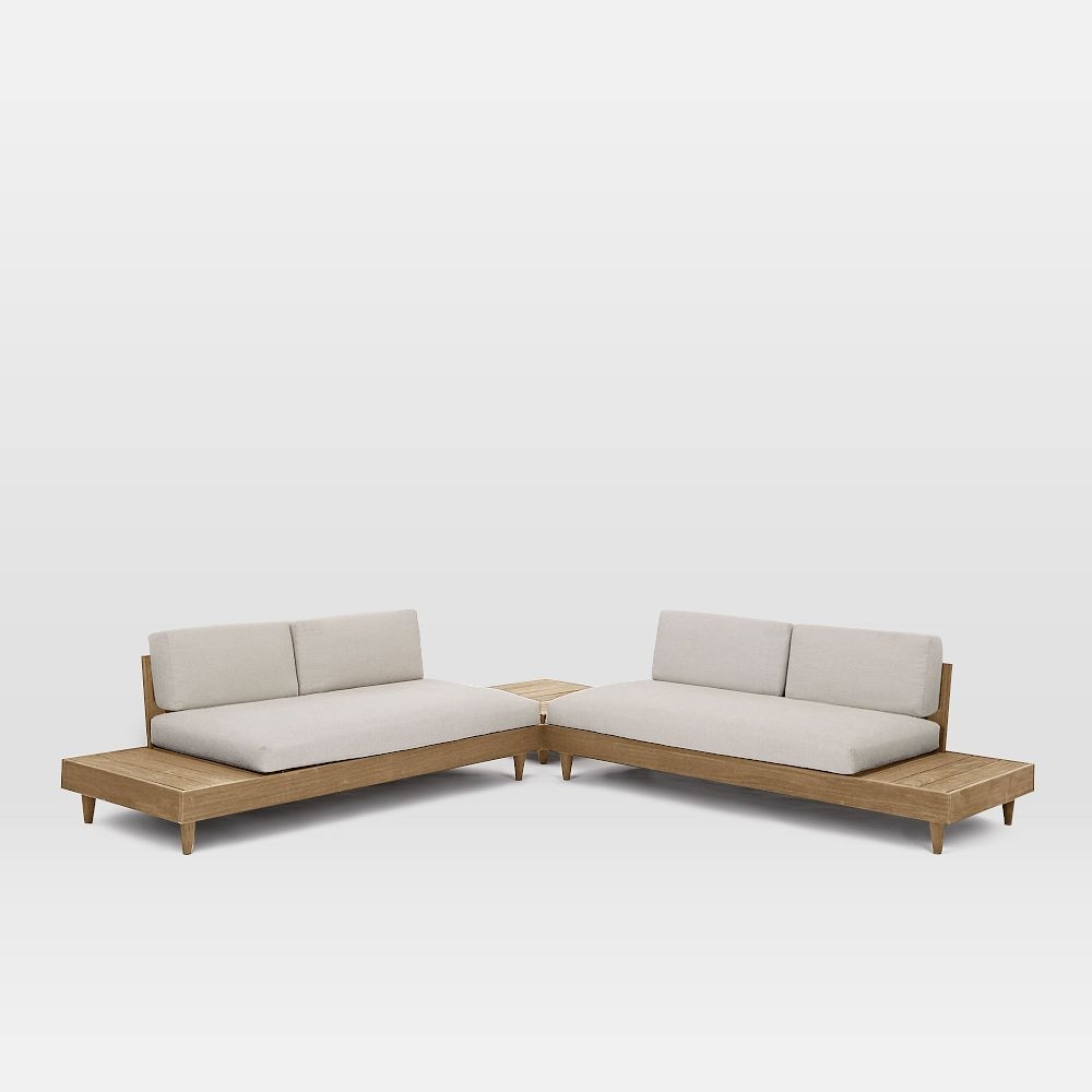 Portside Low Outdoor 112in 3 Piece Sectional W/ Coffee Table, Driftwood - Image 2