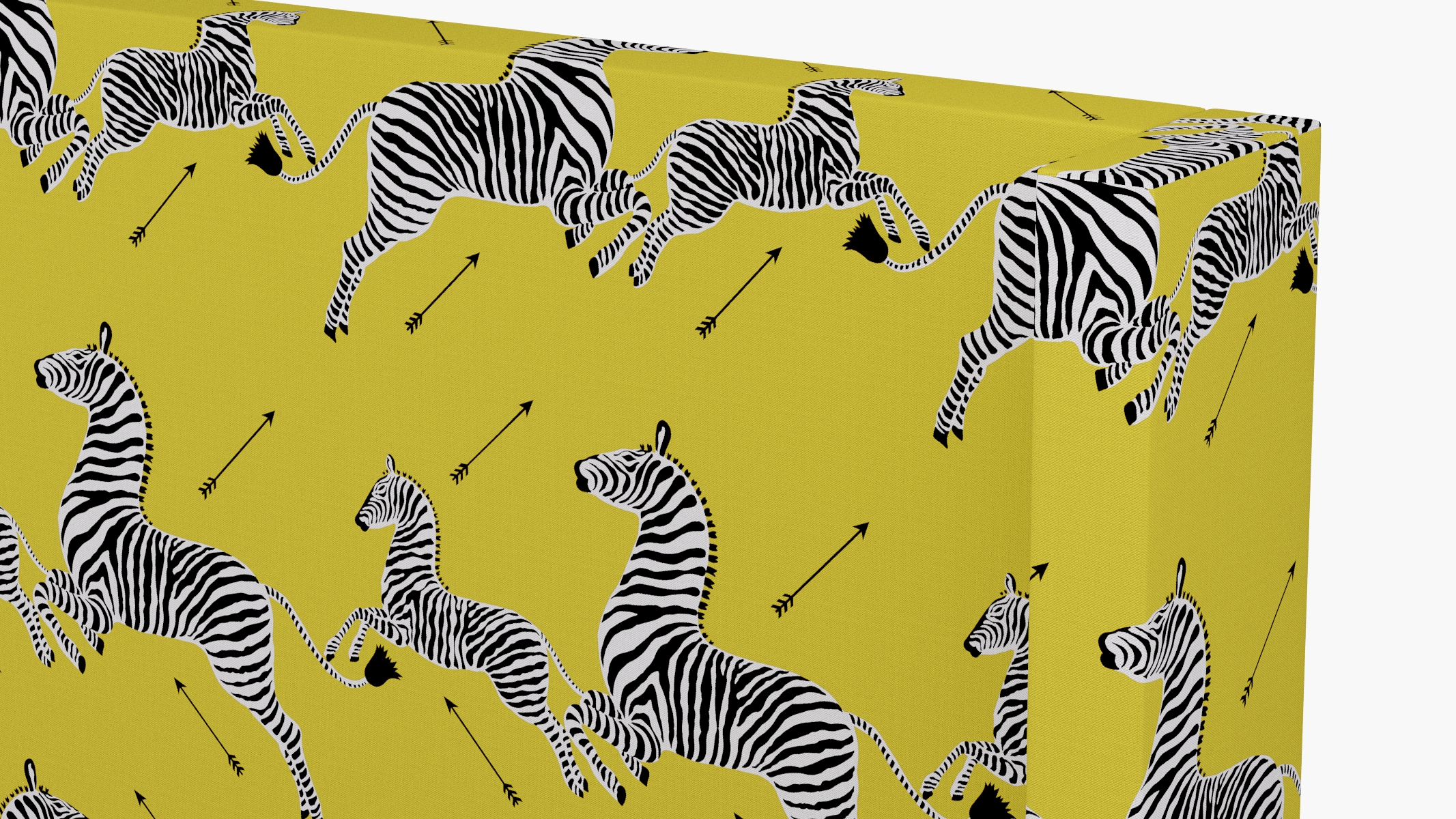 Modern Wingback Headboard, Yellow Zebra, Queen - Image 2