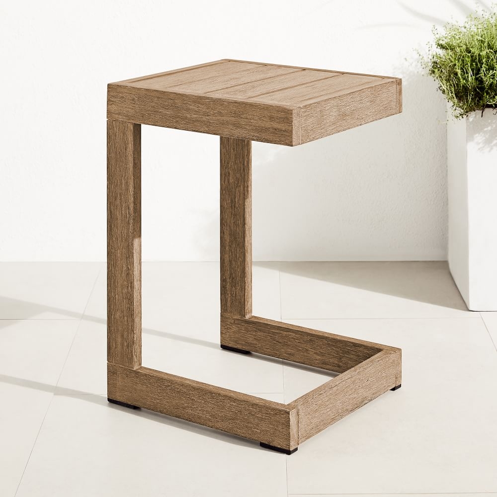 Portside Outdoor C-Shaped Side Table, Driftwood - Image 0