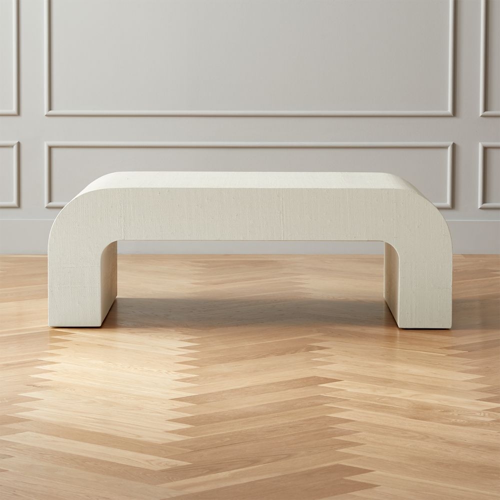 Horseshoe White Lacquered Linen Coffee Table - Image 0