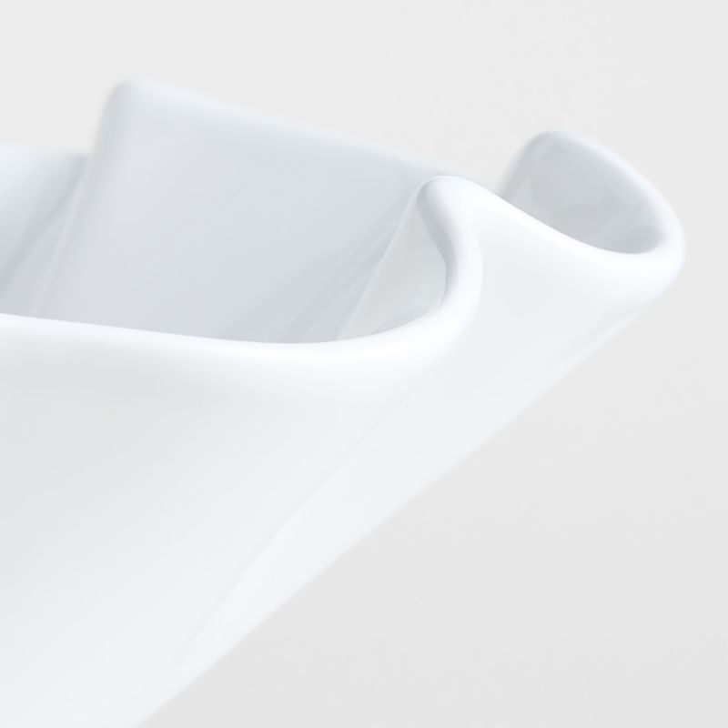 White Ruffle 12" Earthenware Pedestal Bowl - Image 2