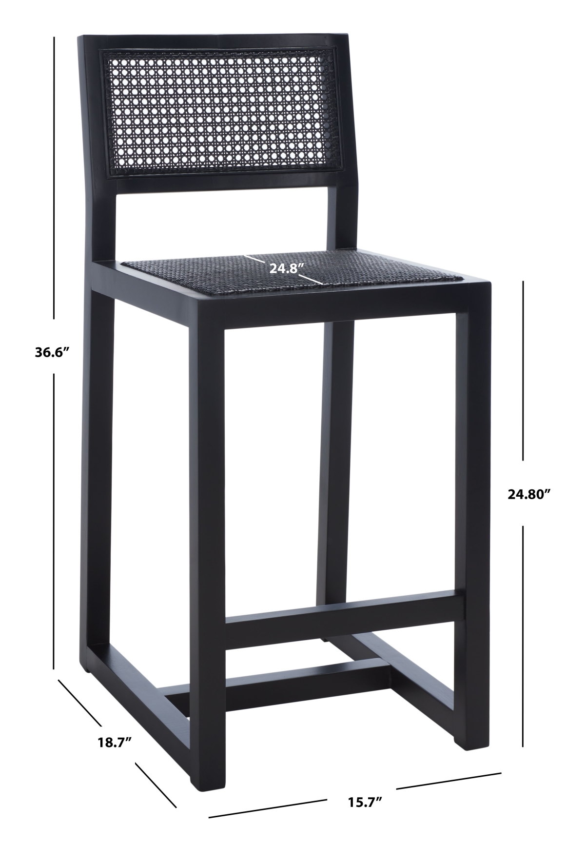 Seika Rattan Counter Stool - Black - Safavieh - Image 7