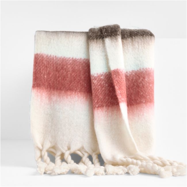 Cozy Fringe Chalet Stripe 70"x55" Red and Green Throw Blanket - Image 0