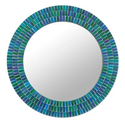 Carrie Ocean Layers Glass Mosaic Modern Wall Mirror - Image 0