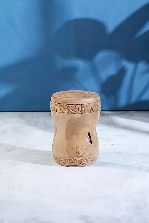 Carved Teak Stool - Image 0