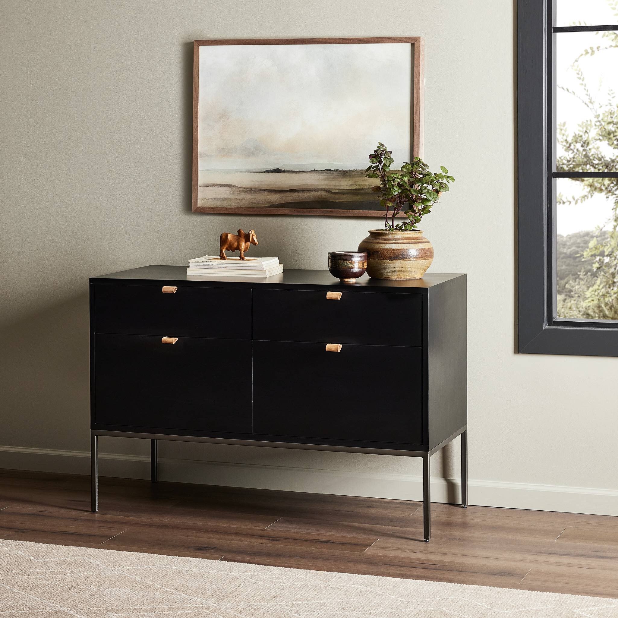 Trey Modular Wide Filing Cabinet - Black Wash Poplar - Image 1