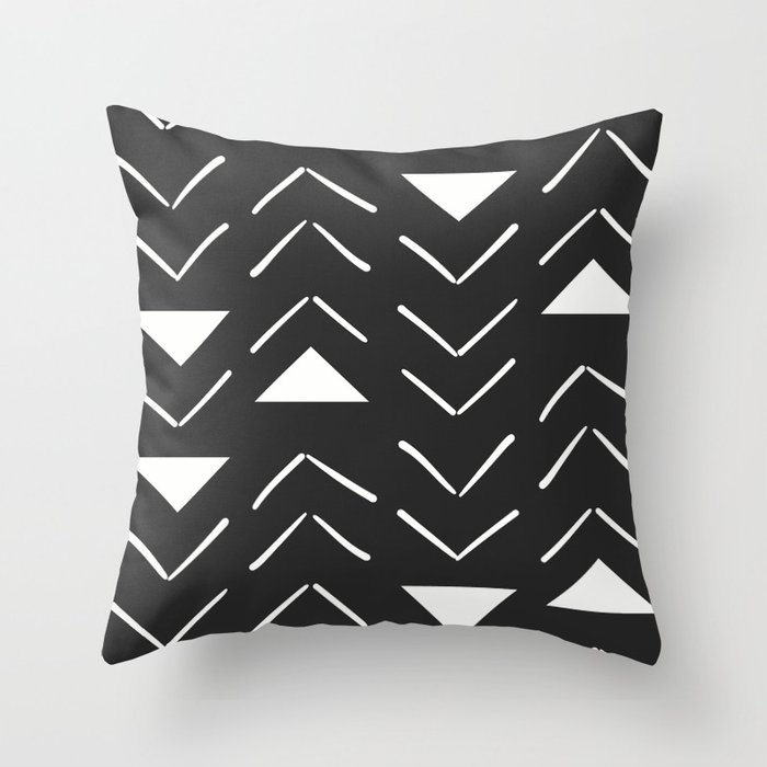 Mud Cloth Vector In Black And White Couch Throw Pillow by Becky Bailey - Cover (20" x 20") with pillow insert - Outdoor Pillow - Image 0