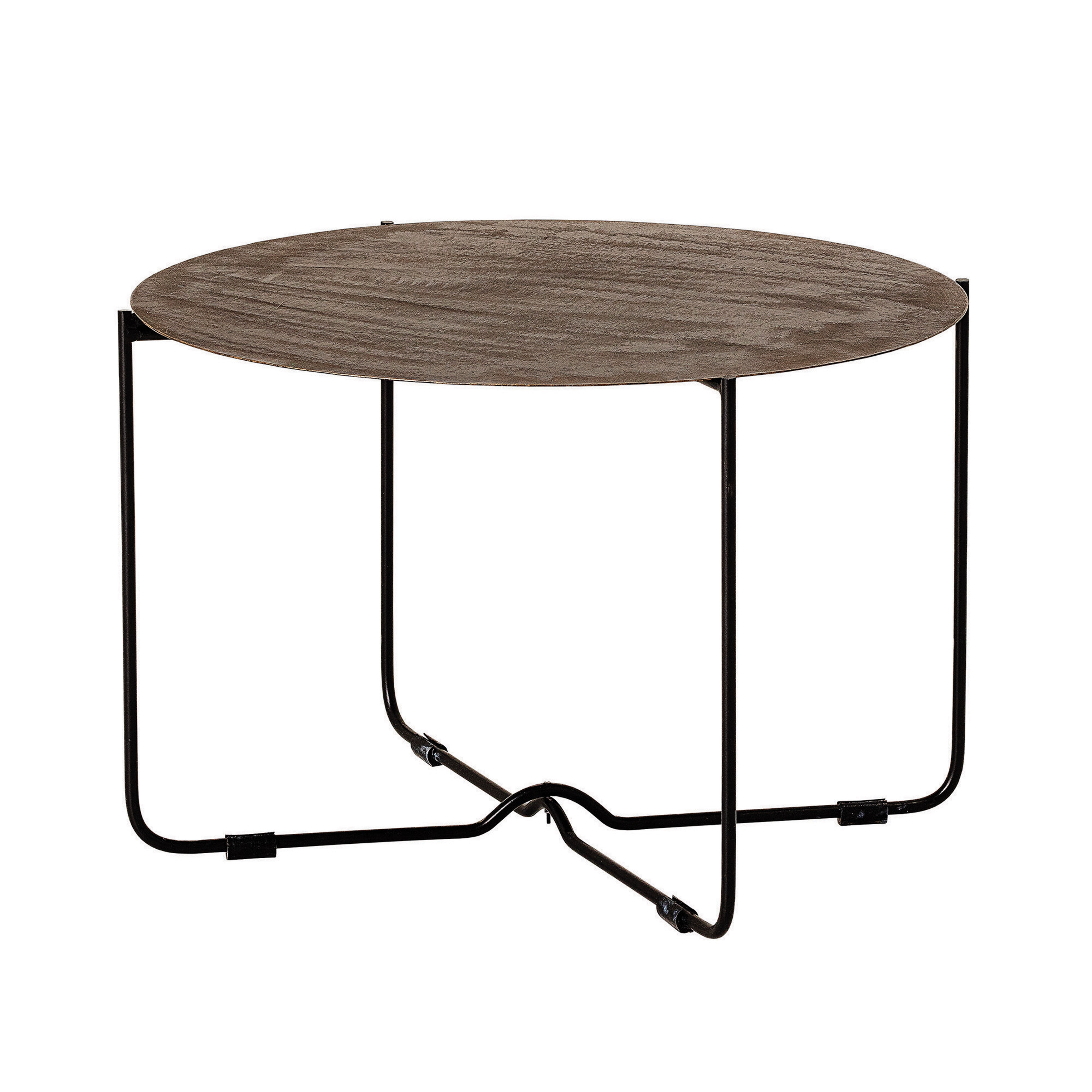 Metal Table with Matte Black Legs, Bronze Patina Finish - Image 0
