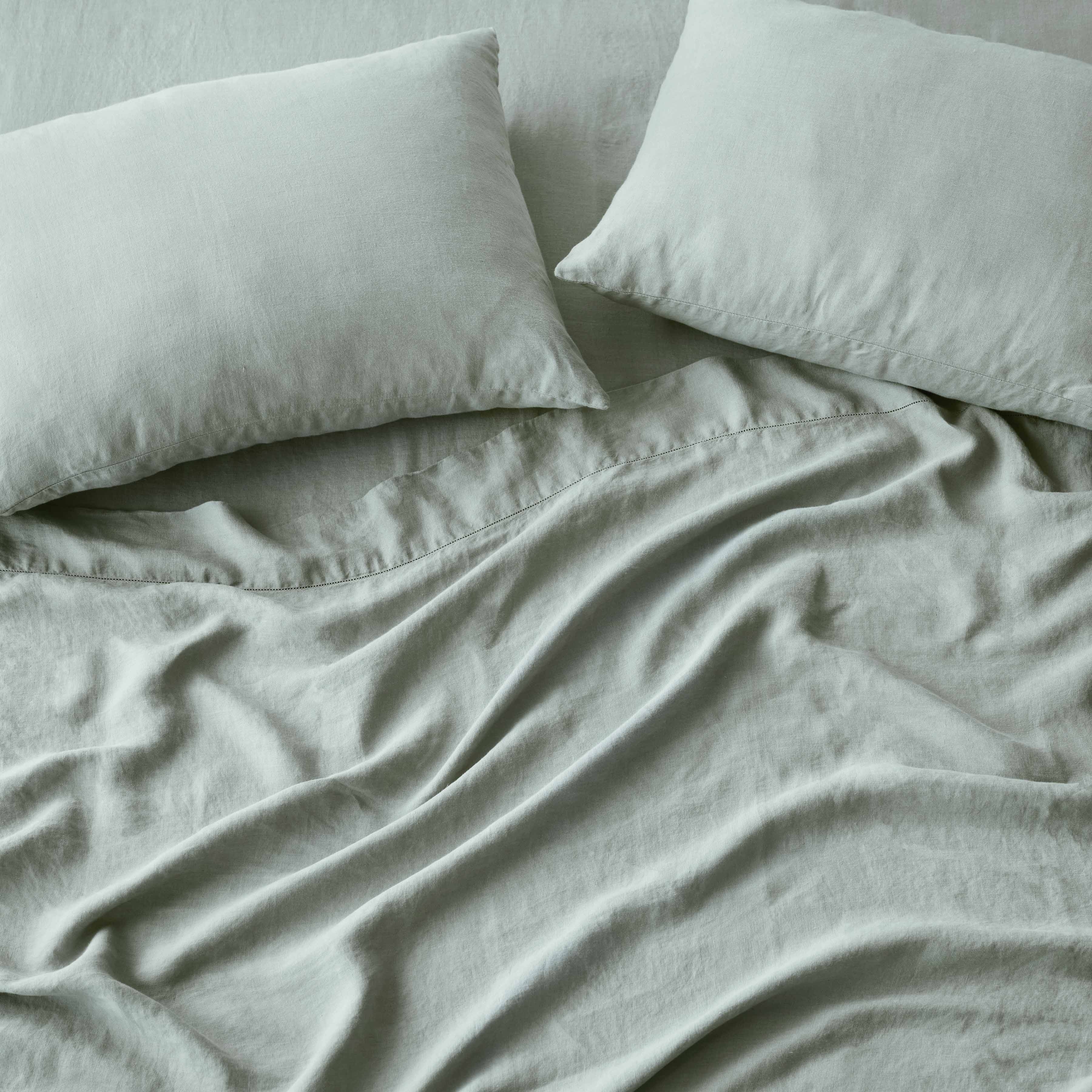 The Citizenry Stonewashed Linen Bed Sheet Set | Full | Seaglass - Image 0