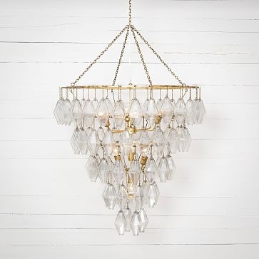 Grand Waterfall Chandelier - Round, Gold Leaf - Image 1