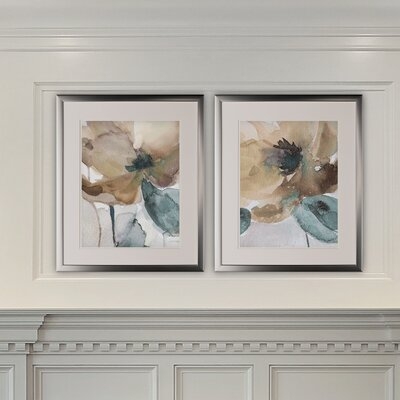 'Watercolor Poppy' - 2 Piece Picture Frame Graphic Art Print Set on Paper - Image 0