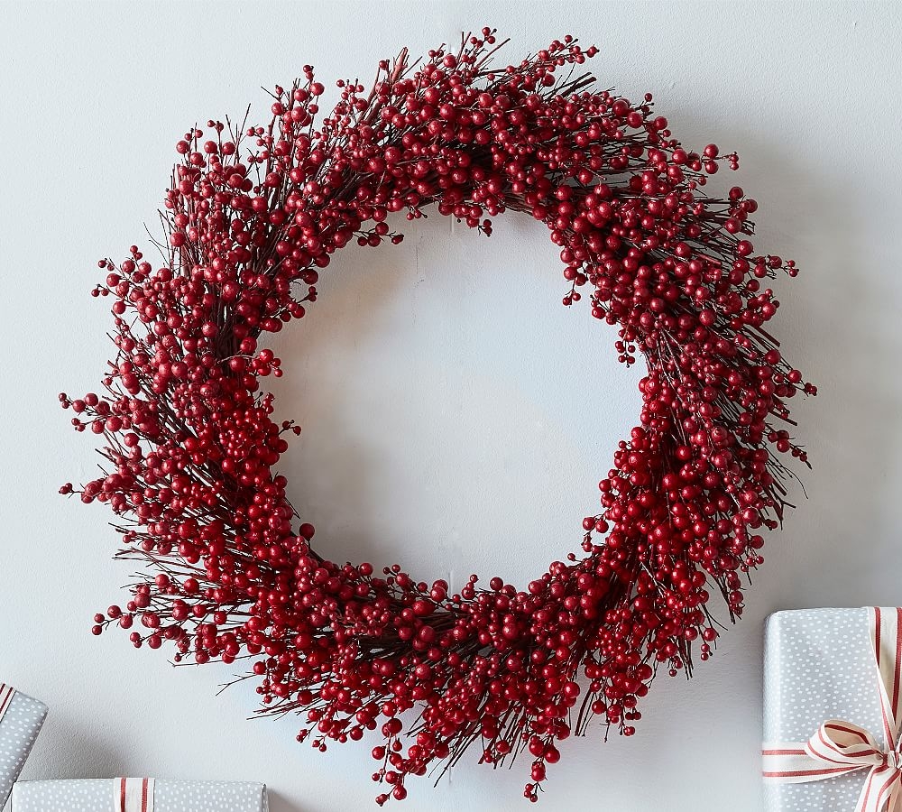 Faux Red Berry Wreath, 27"D - Image 0