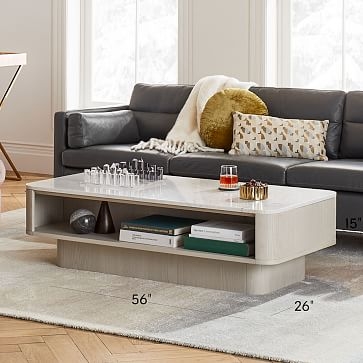 Panorama 52" Coffee Table, Marble, Feather Gray - Image 3