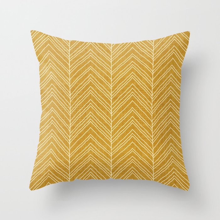 Strand In Gold Couch Throw Pillow by Becky Bailey - Cover (16" x 16") with pillow insert - Indoor Pillow - Image 0