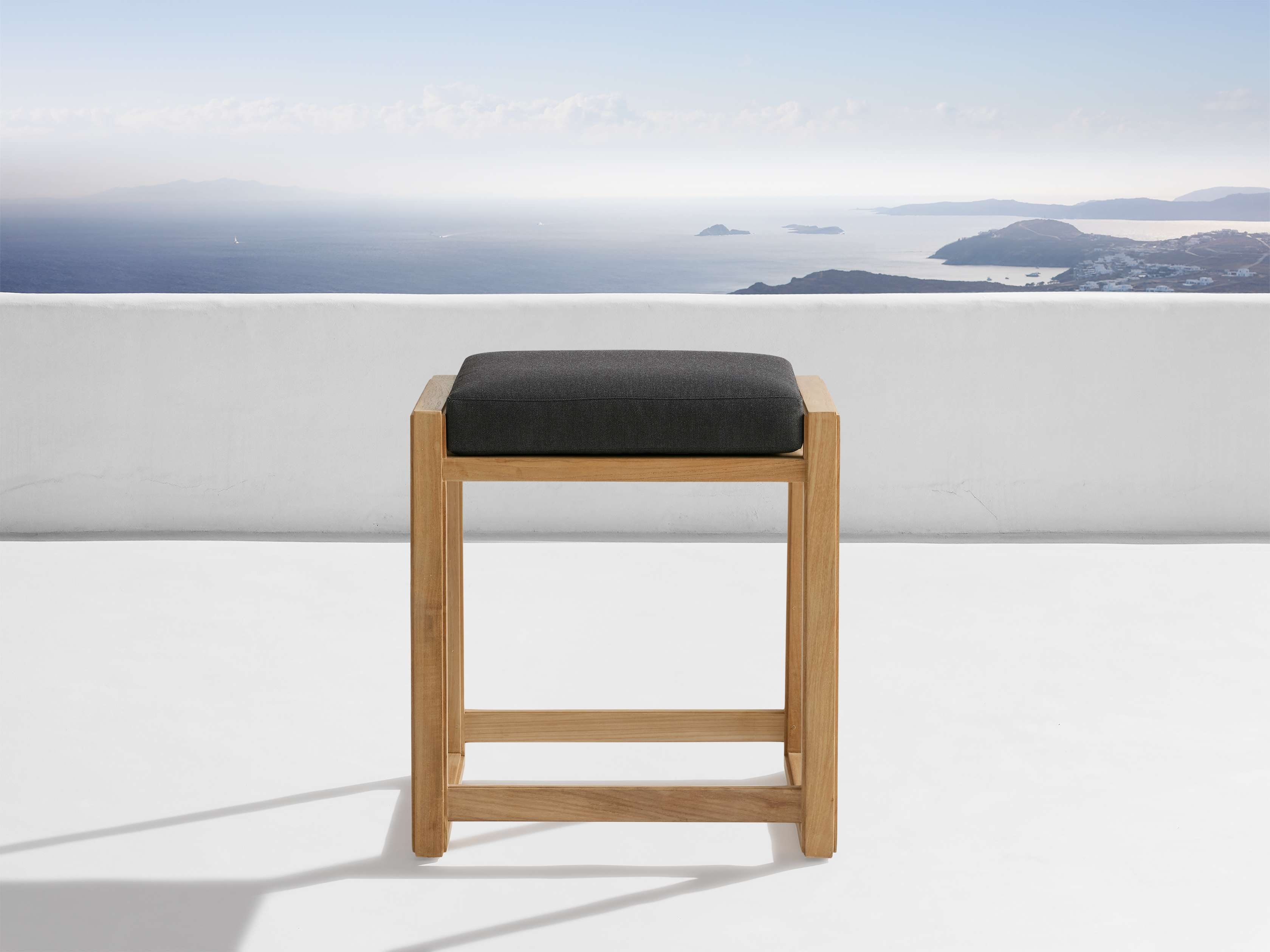 Canyon Outdoor Backless Counter Stool Teak in Natural  Rosemount Graphite  - Image 0