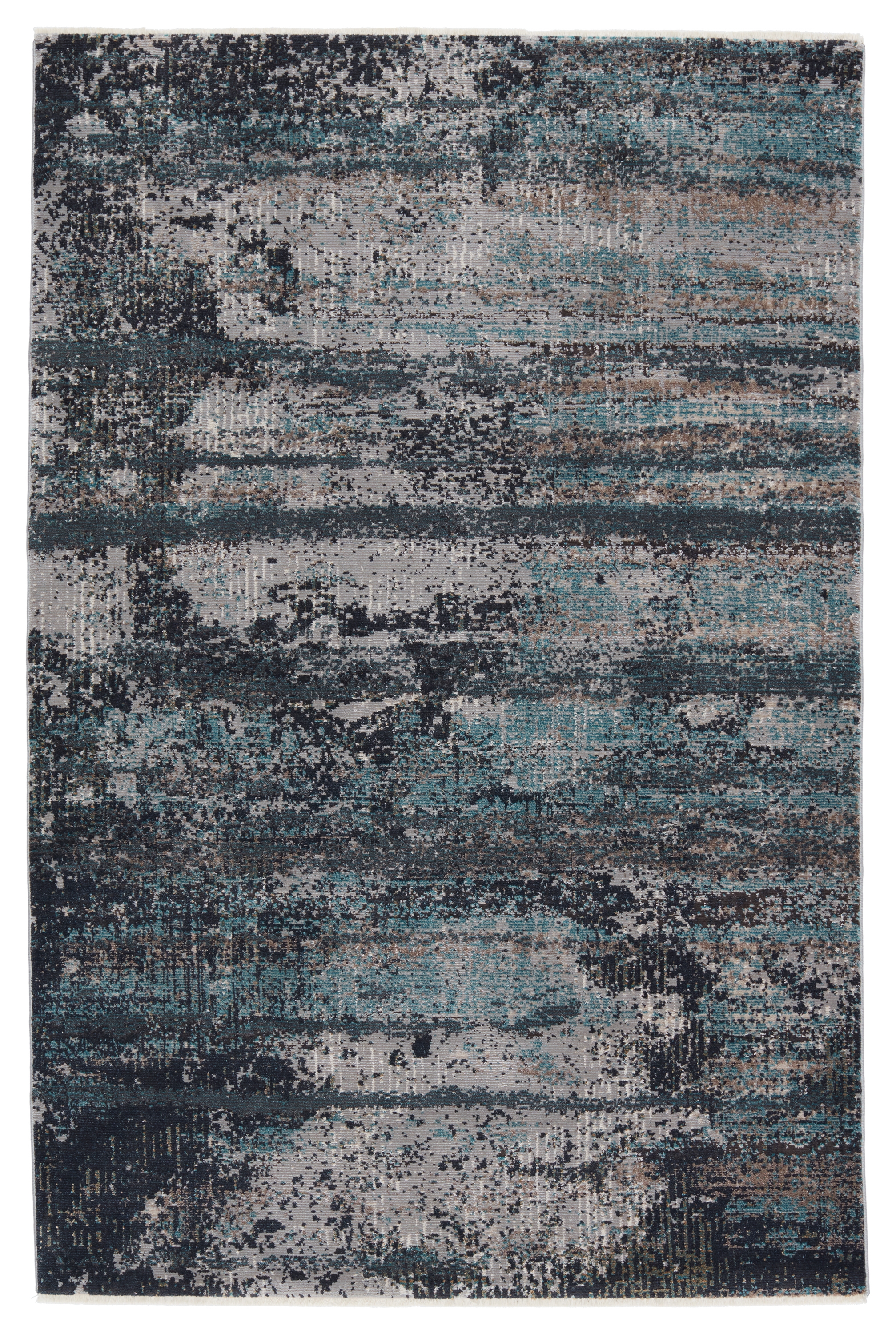 Vibe by Aubra Abstract Teal/ Gray Runner Rug (2'6"X12') - Image 0