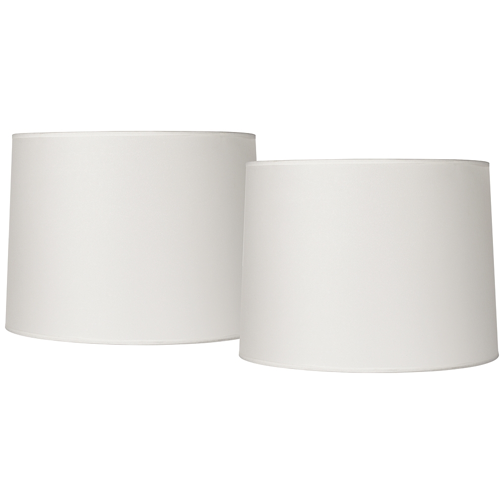 White Set of 2 Hardback Drum Lamp Shades 13x14x10 (Spider) - Image 0