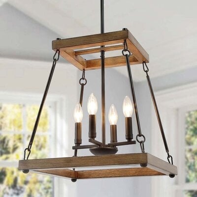 LNC Farmhouse Chandelier Kitchen Lighting with Square Trapezoid Frame 4 Light - Image 0