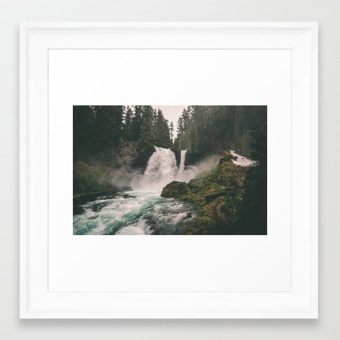 Sahalie Falls Framed Art Print by Hannah Kemp - Scoop White - X-Small-12x12 - Image 0