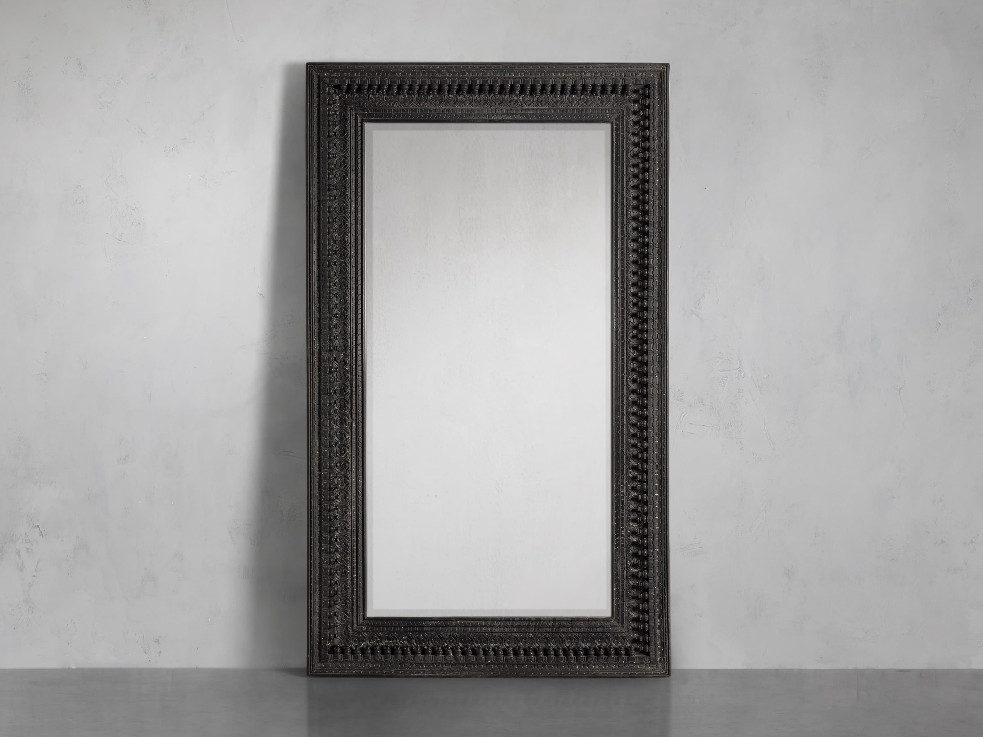 Madhava Floor Mirror in Wood Black - Image 0