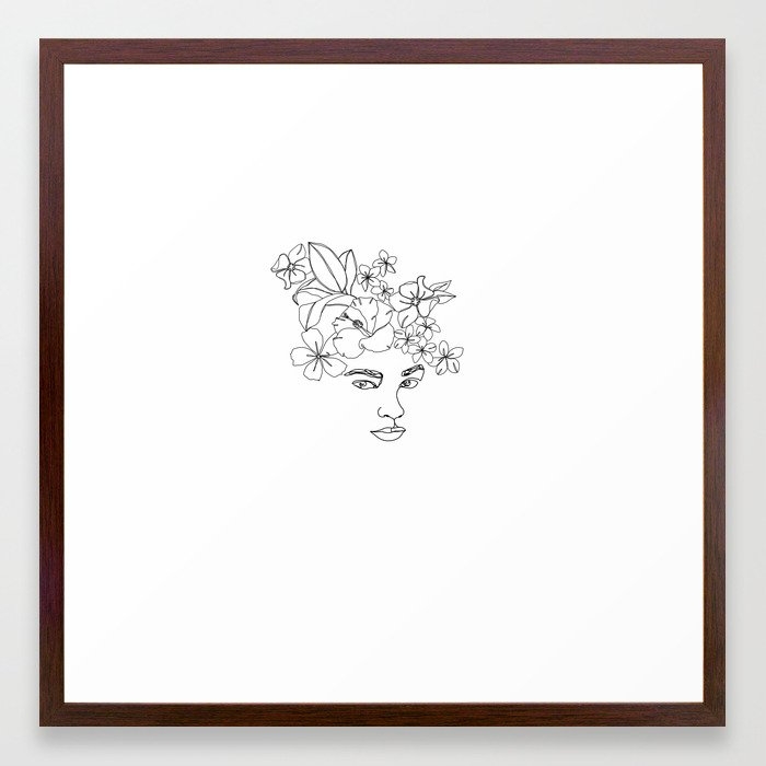 Face With Floral Crown - Selena Framed Art Print by The Colour Study - Conservation Walnut - Medium(Gallery) 20" x 20"-22x22 - Image 0
