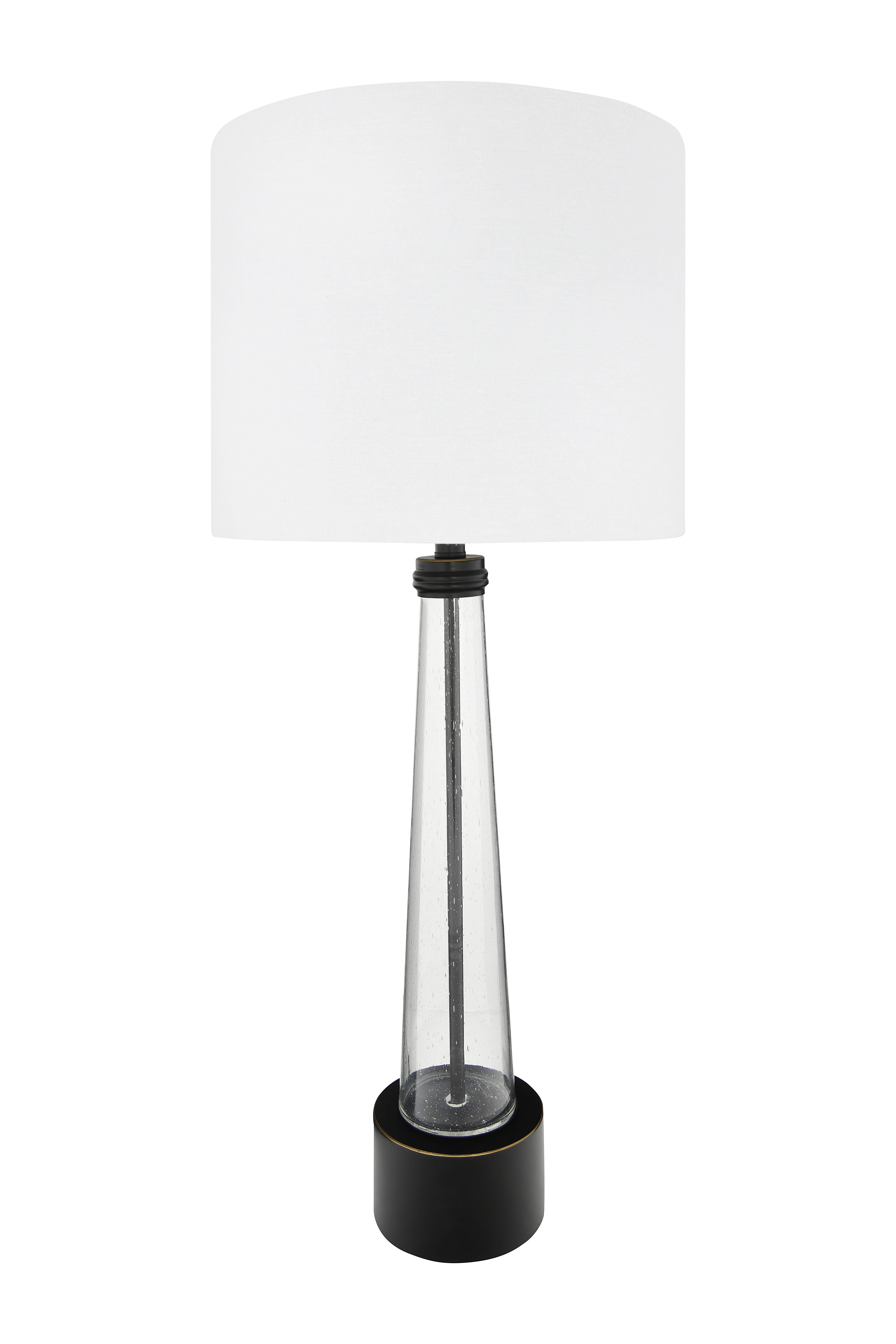 Transparent Seeded Glass Table Lamp with Oil Rubbed Metal Base - Image 0