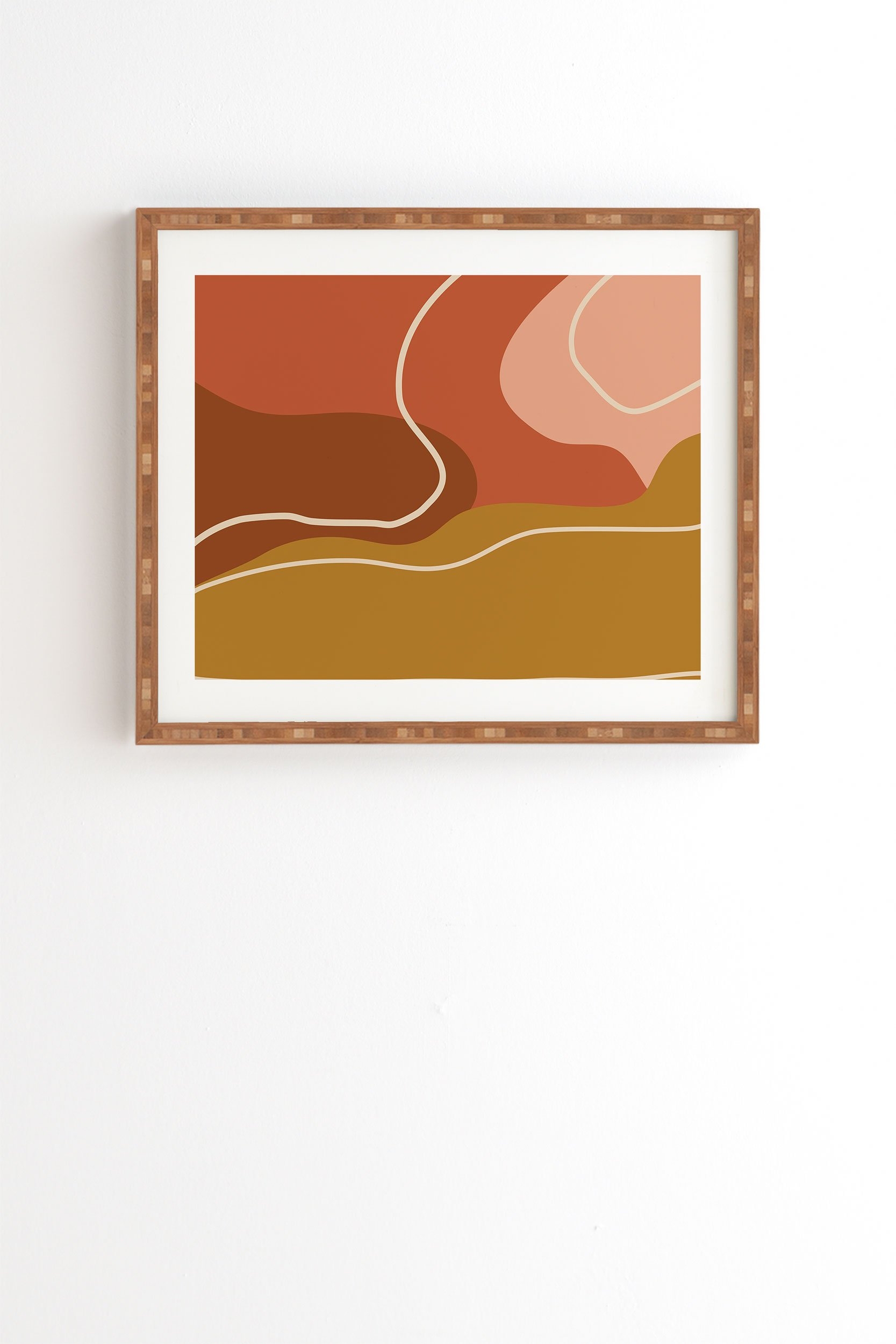 Abstract Organic Shapes In Zen by June Journal - Framed Wall Art Bamboo 8" x 9.5" - Image 0