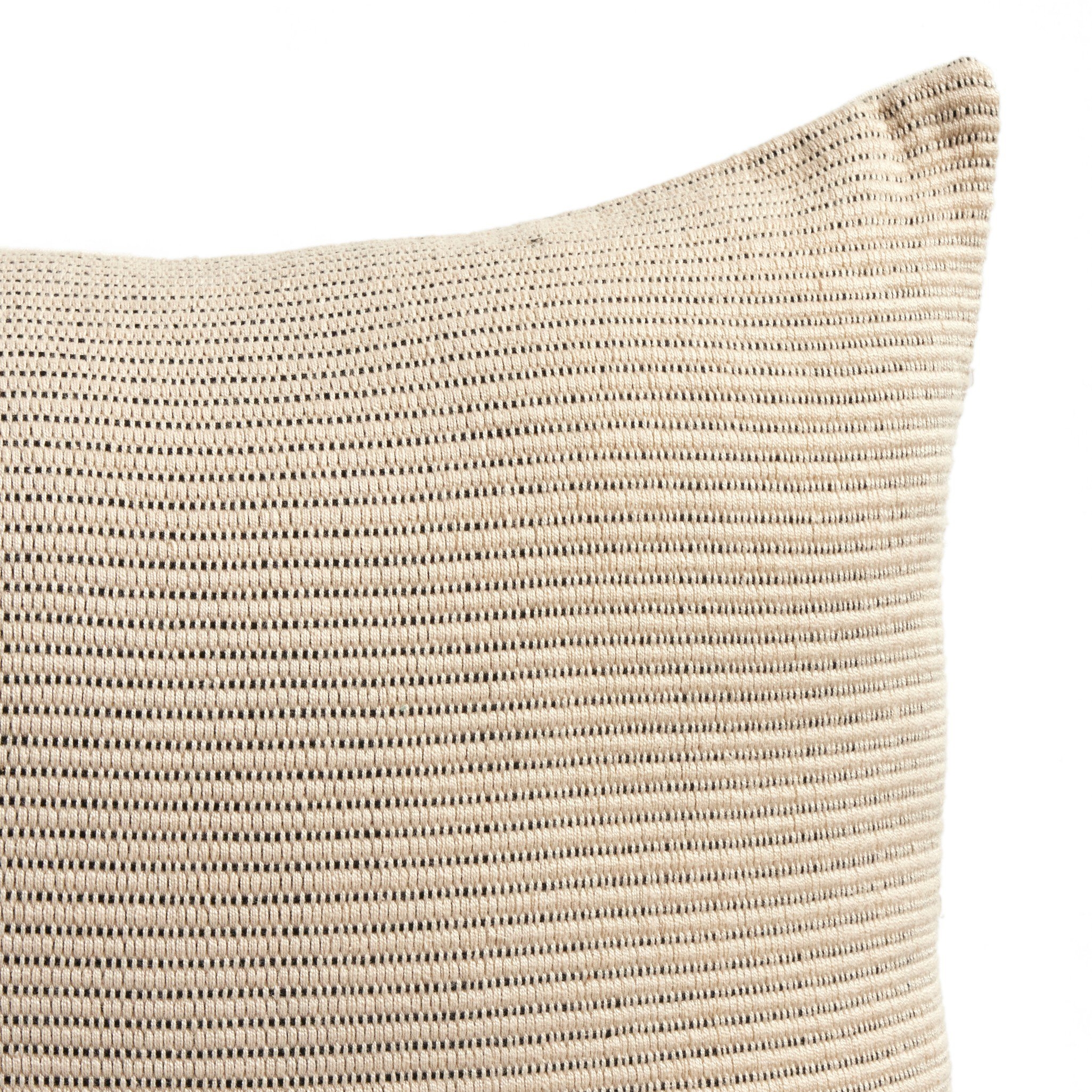 Handwoven Merido Pillow - Black - Beige Cotton - Image 2