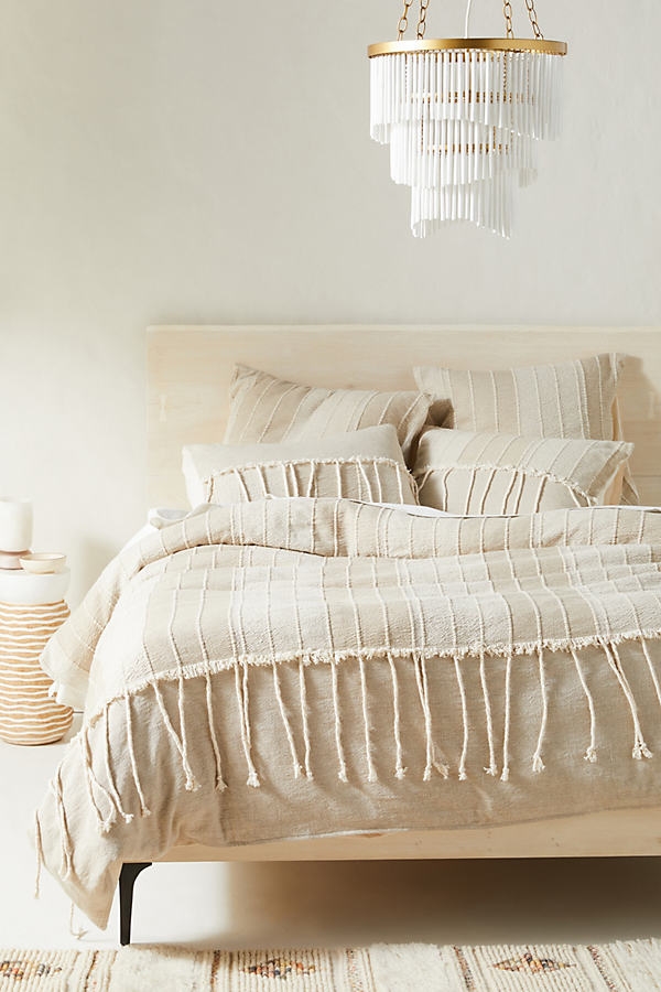 Woven Etta Duvet Cover By Anthropologie in Beige Size KG TOP/BED - Image 0