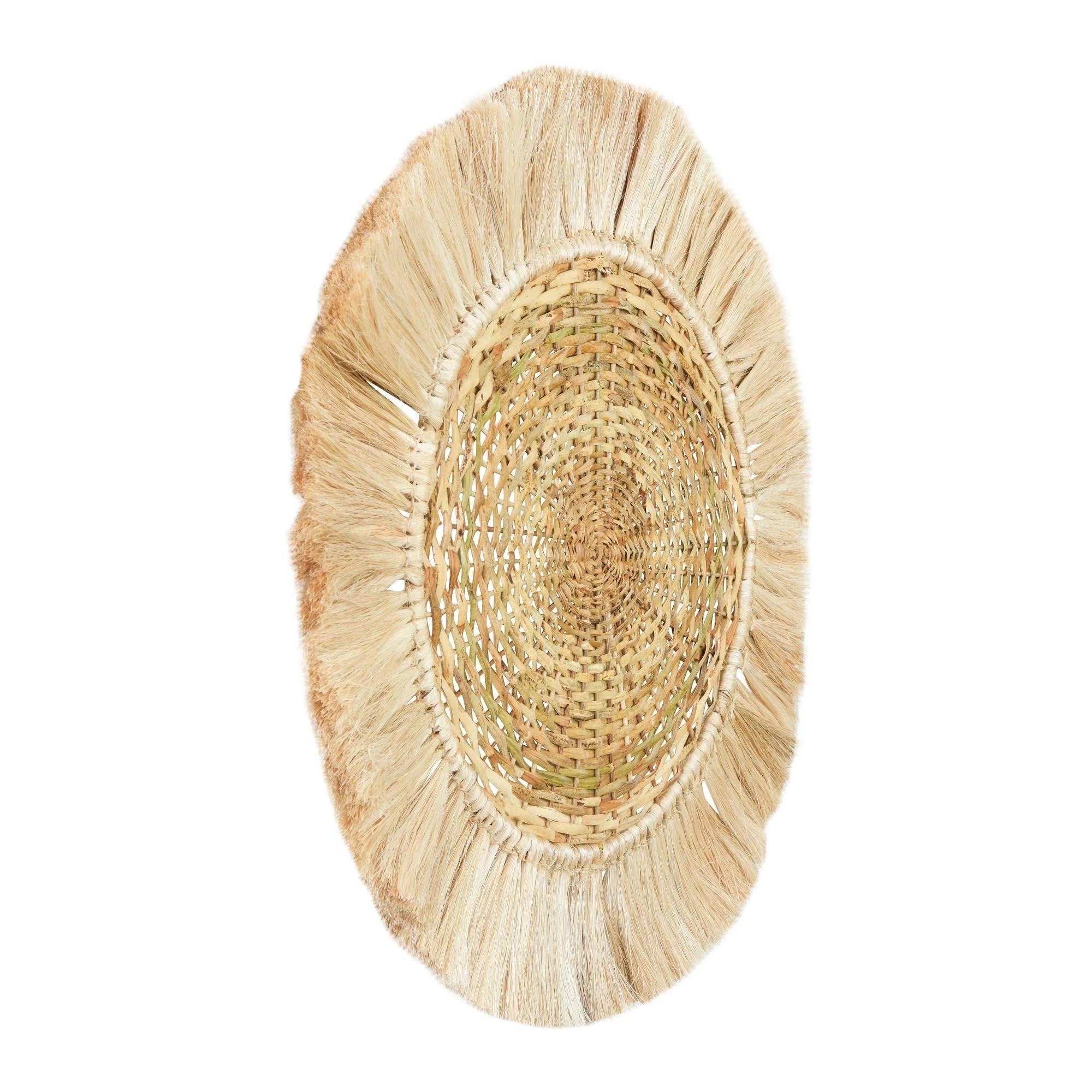 Handwoven Round Rattan & Abaca Wall Décor, 28" - Image 3