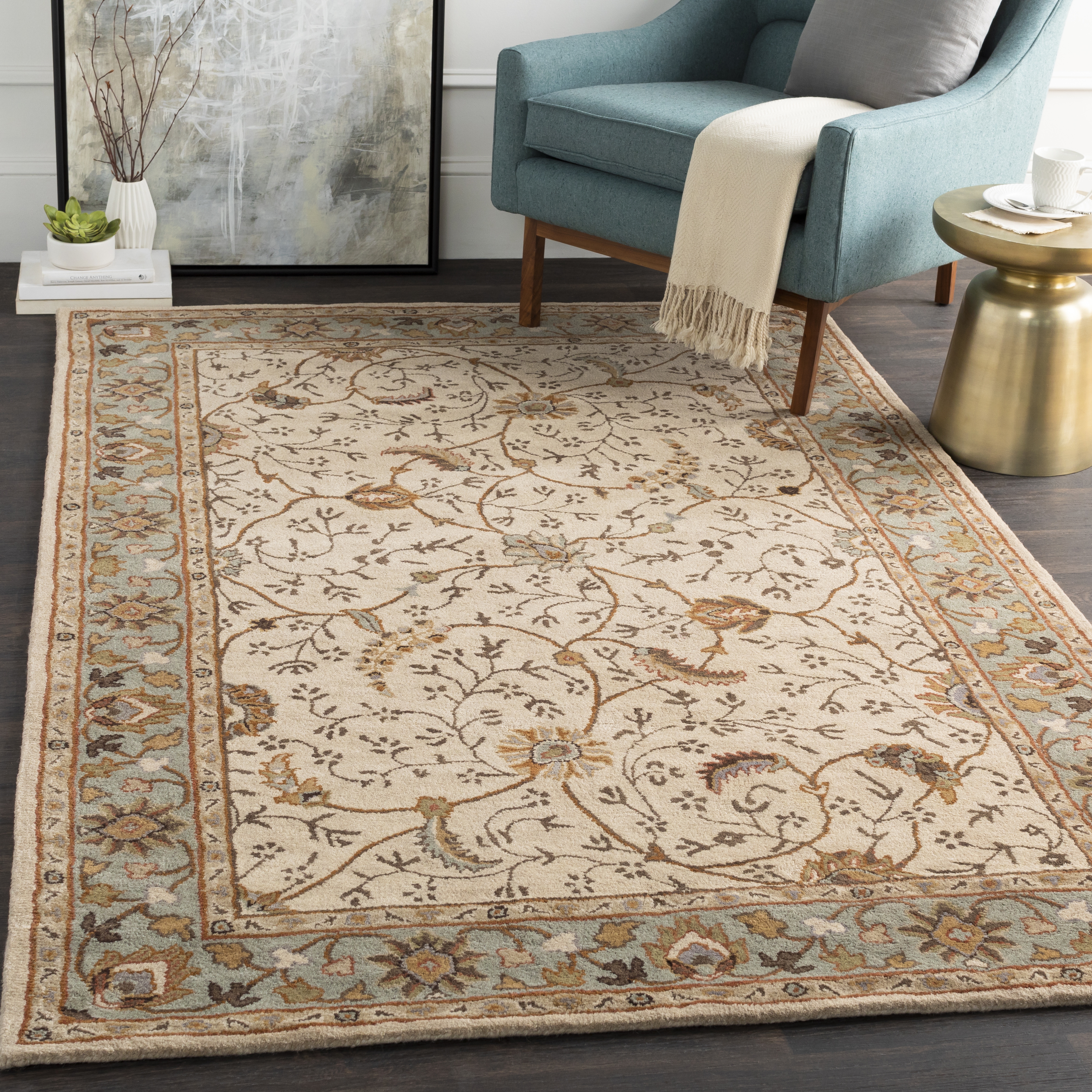 Caesar Beige Indoor 7'6" x 9'6" Handmade Rug - Image 1