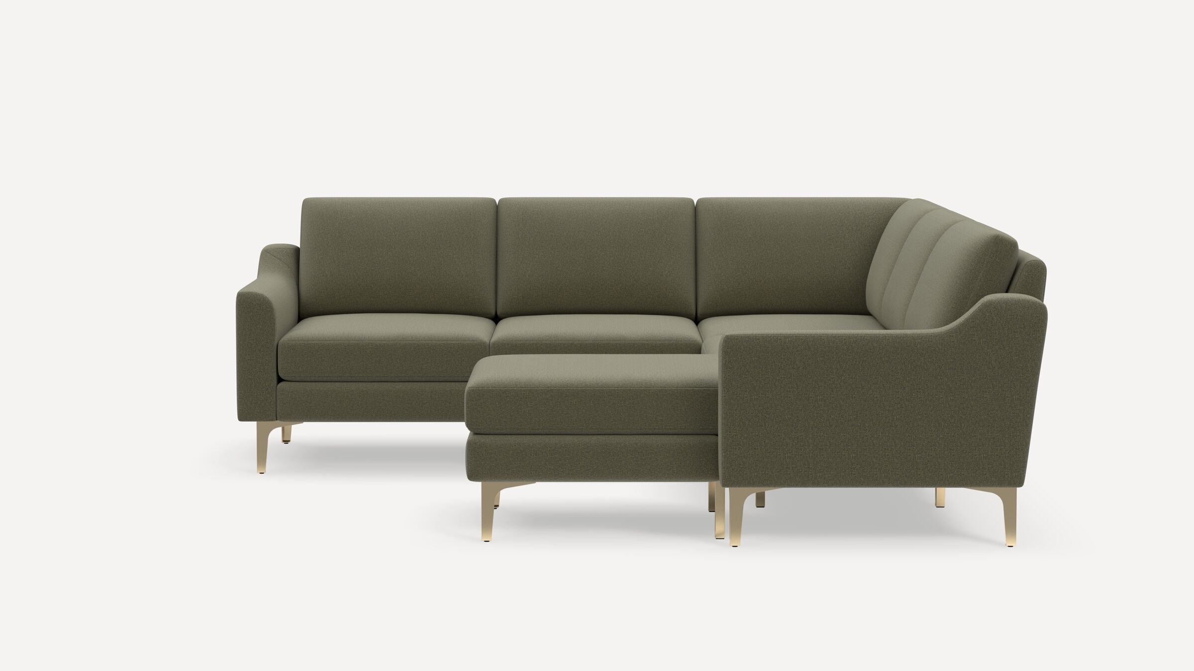 Nomad 5-Seat Corner Sectional with Chaise - Moss Green - Performance Flatweave / Brass - Metal / Slope - Image 0