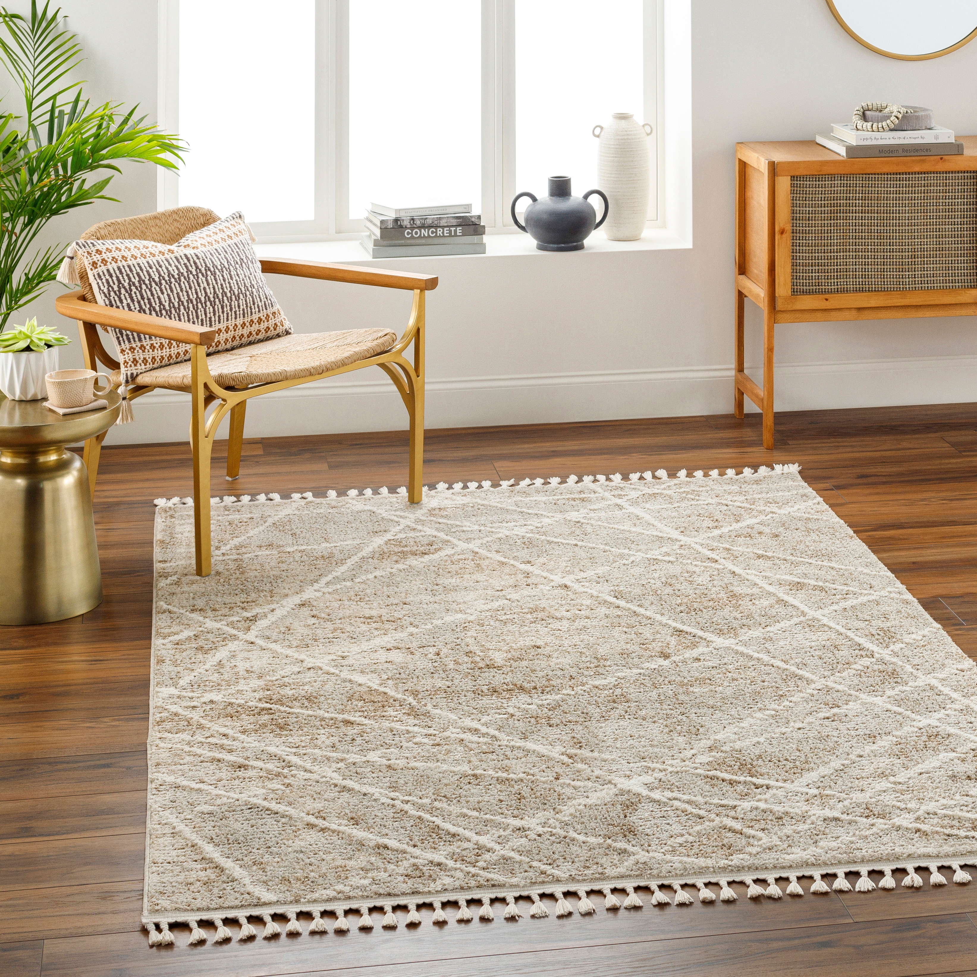 Rudy Beige Indoor 9'2" x 12' Machine Woven Rug - Image 1