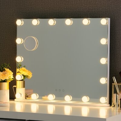 Vanity Hollywood Touch Control Frameless Detachable Lighted Magnifying Makeup Mirror - Image 1