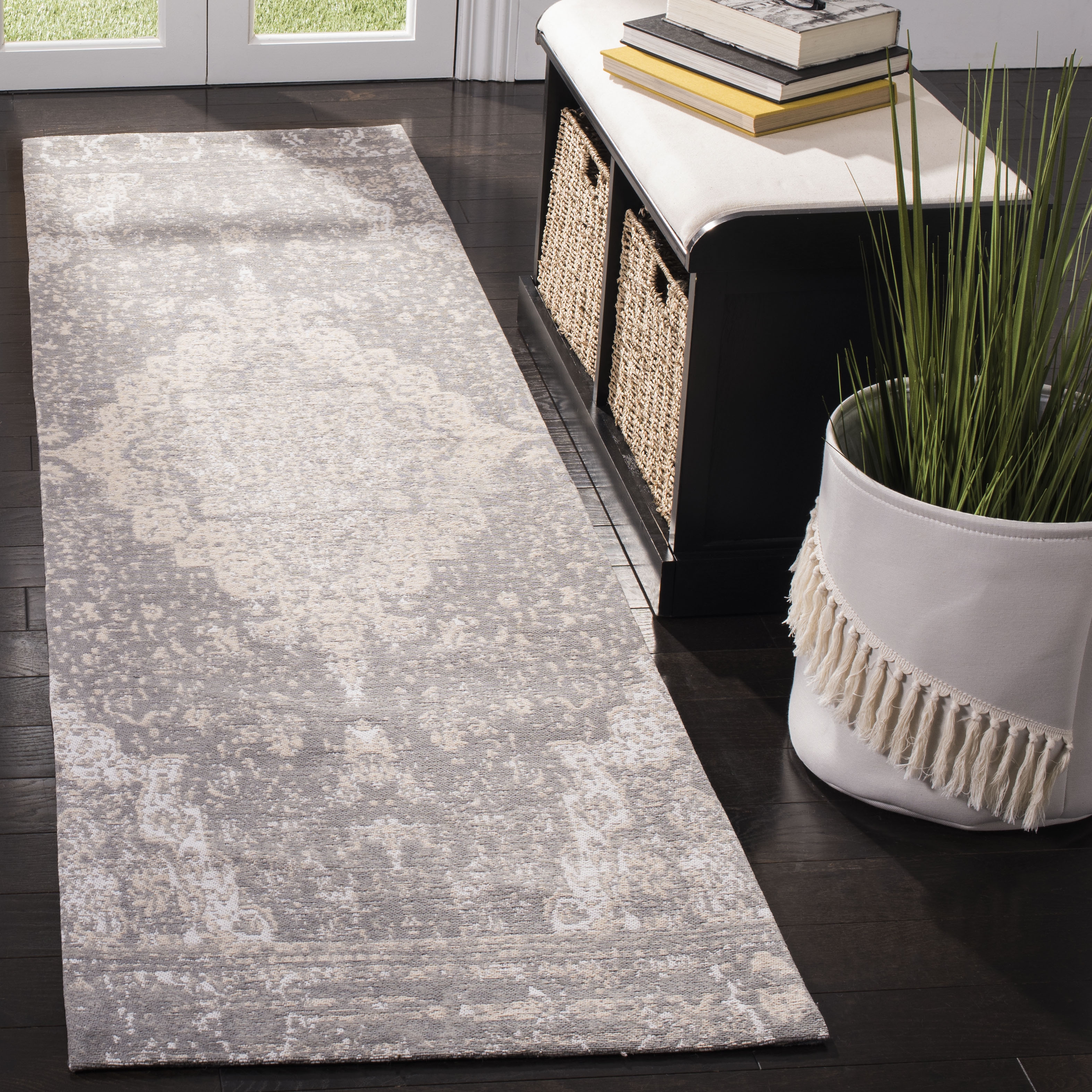 Arlo Home Woven Area Rug, CLV110G, Silver,  2' 3" X 8' - Image 1